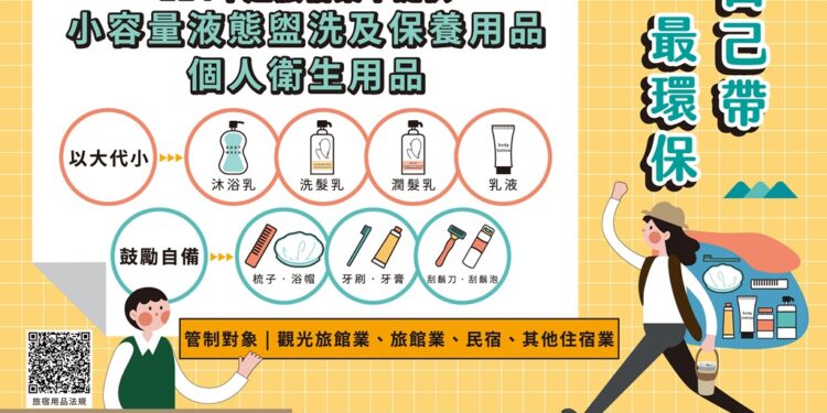 环境部公告『一次用旅宿用品限制使用对象及实施方式』，要求观光旅馆业、旅馆业、民宿自明年元旦起不得于营业场所主动提供梳子、牙刷、牙膏…等卫生用品