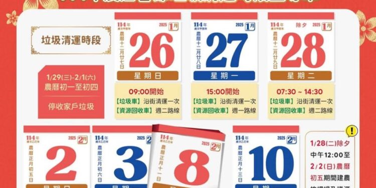 春节佳节 台东市垃圾清运服务不打烊